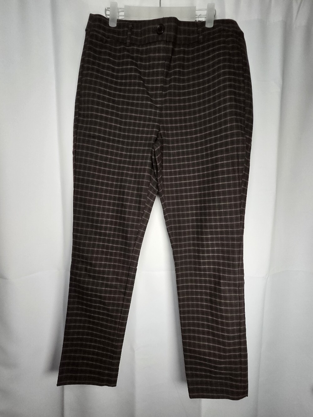 NEW Loft High Waist Skinny Plaid Pants Brown Black Pink Women's 10